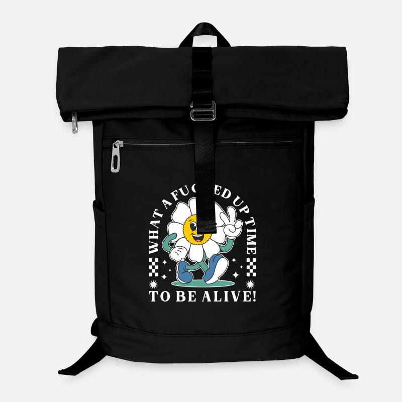 Lustiges Schwarzer Humor Cartoon Blume Design - Laptop-Rucksack - Schwarz