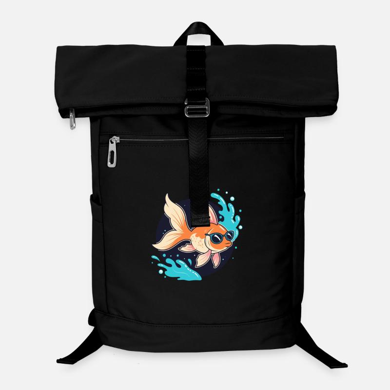 Poisson doré rétro lunettes Sac à dos ordinateur