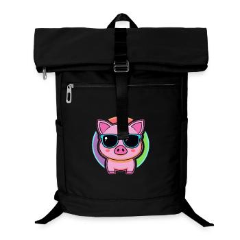 Kawaii Pig Rainbow Glasses - Laptop-Rucksack  - Schwarz - Vorne