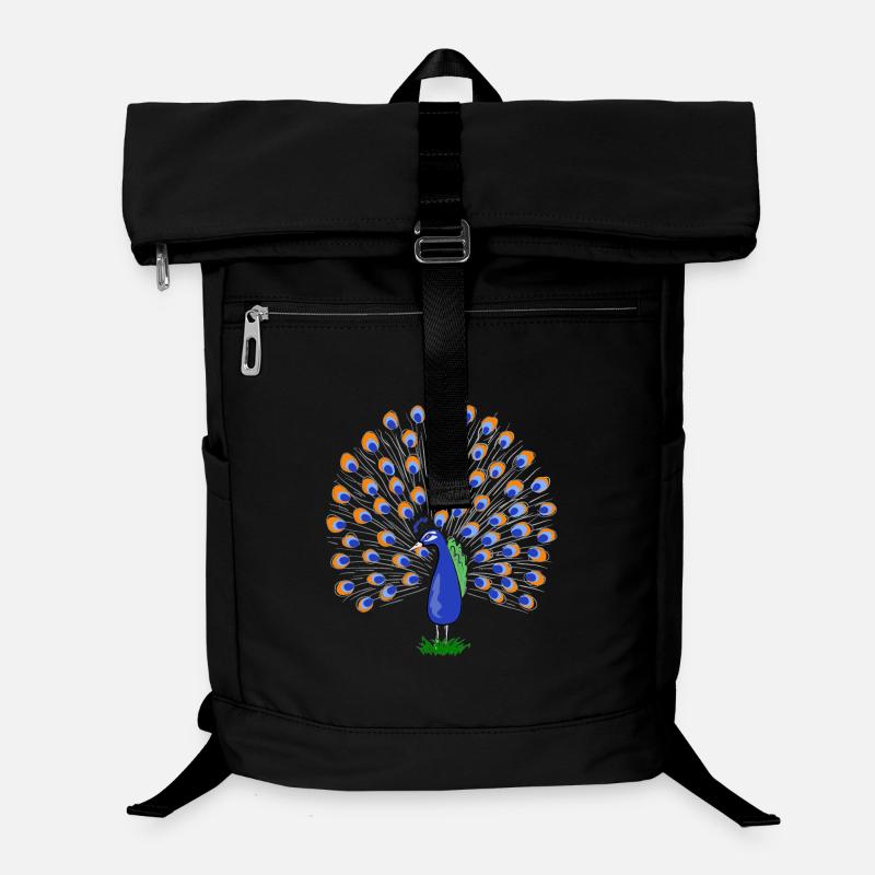 Bunte Pfauenfeder Illustration Laptop-Rucksack 
