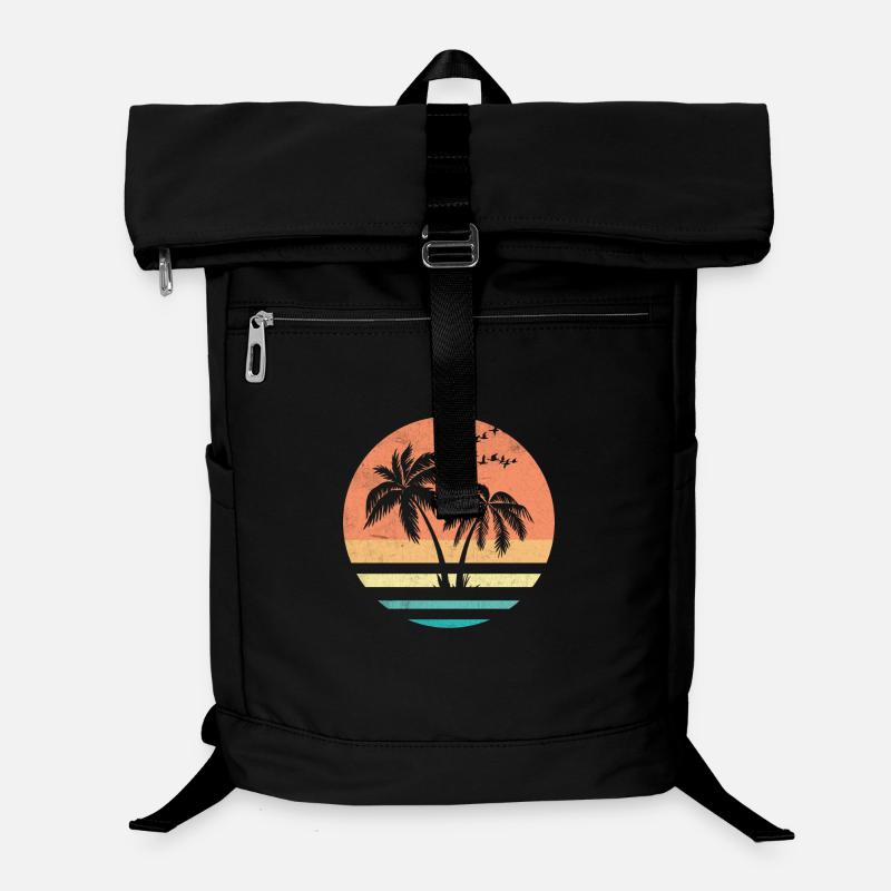 Palm Sunset Retro Circle Laptop Backpack