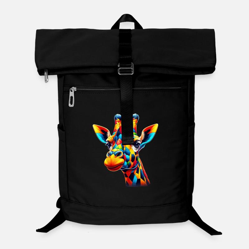 Girafe colorée et peinte comme Arlequin Sac à dos ordinateur