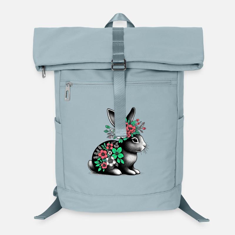 Lapin aux fleurs Sac à dos ordinateur