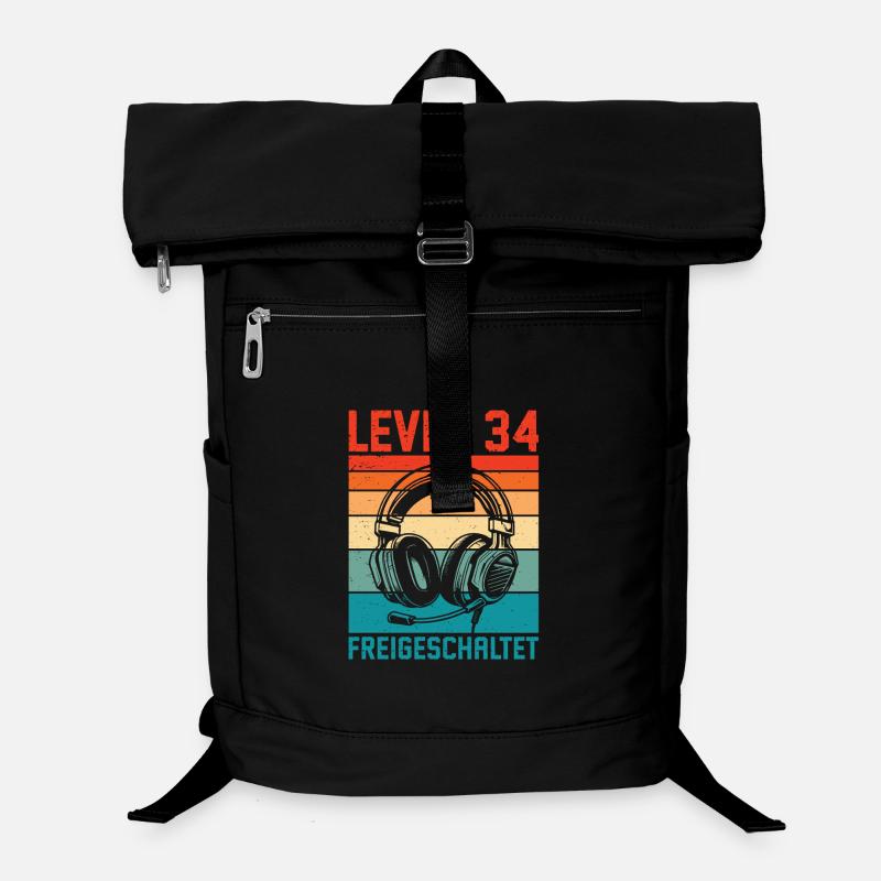 34e anniversaire Hommes Gamer Niveau 34 Débloqué - Sac à dos ordinateur - noir