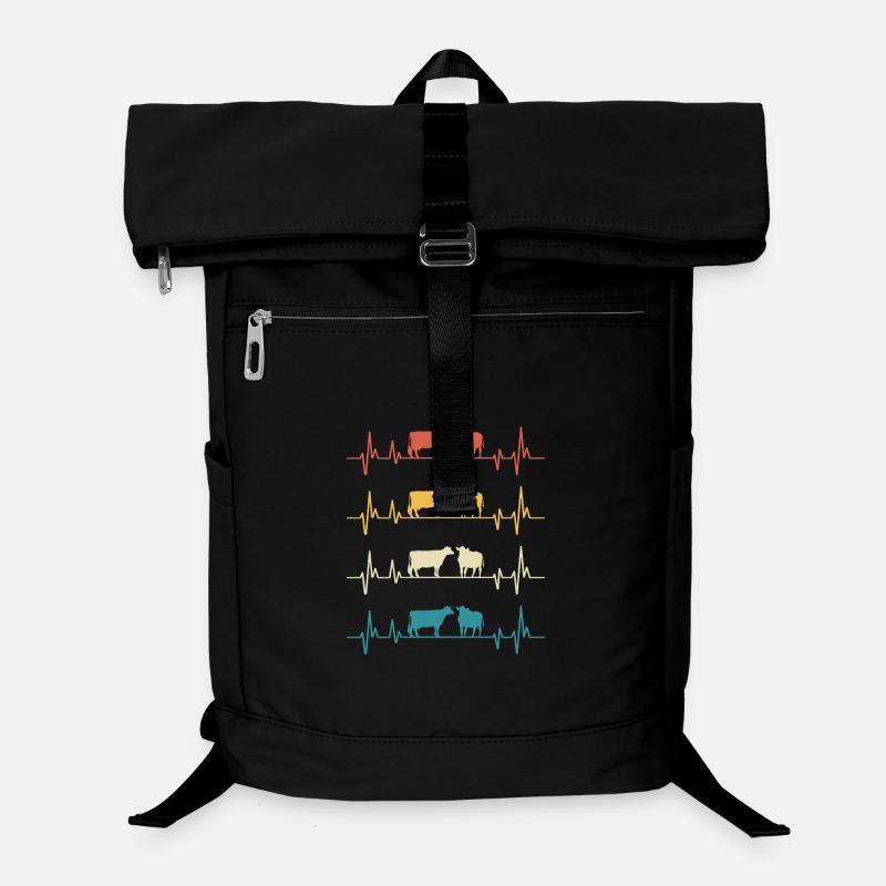 Retro Cows Herzschlag-Kuh-Geschenk Laptop-Rucksack 