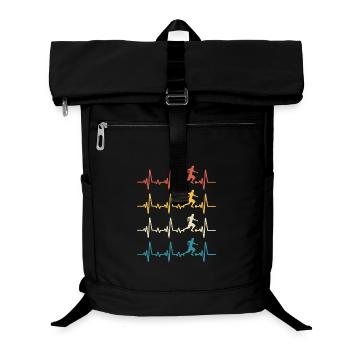 Retro Football Heartbeat footballer - Laptop Backpack - black - Front
