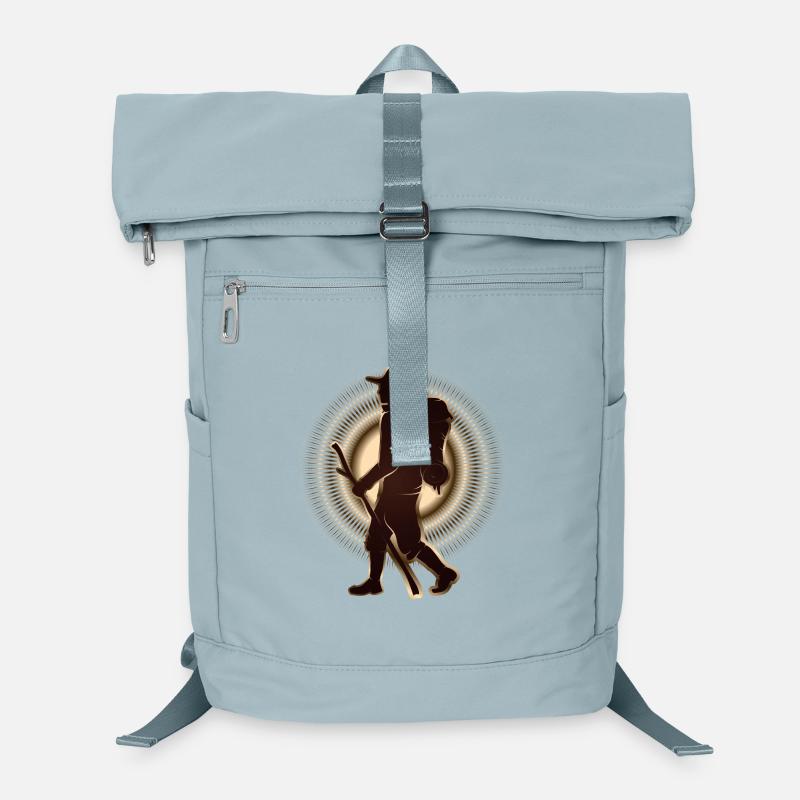 Pèlerin ou randonneur avec bâton de marche et sac à dos Sac à dos ordinateur