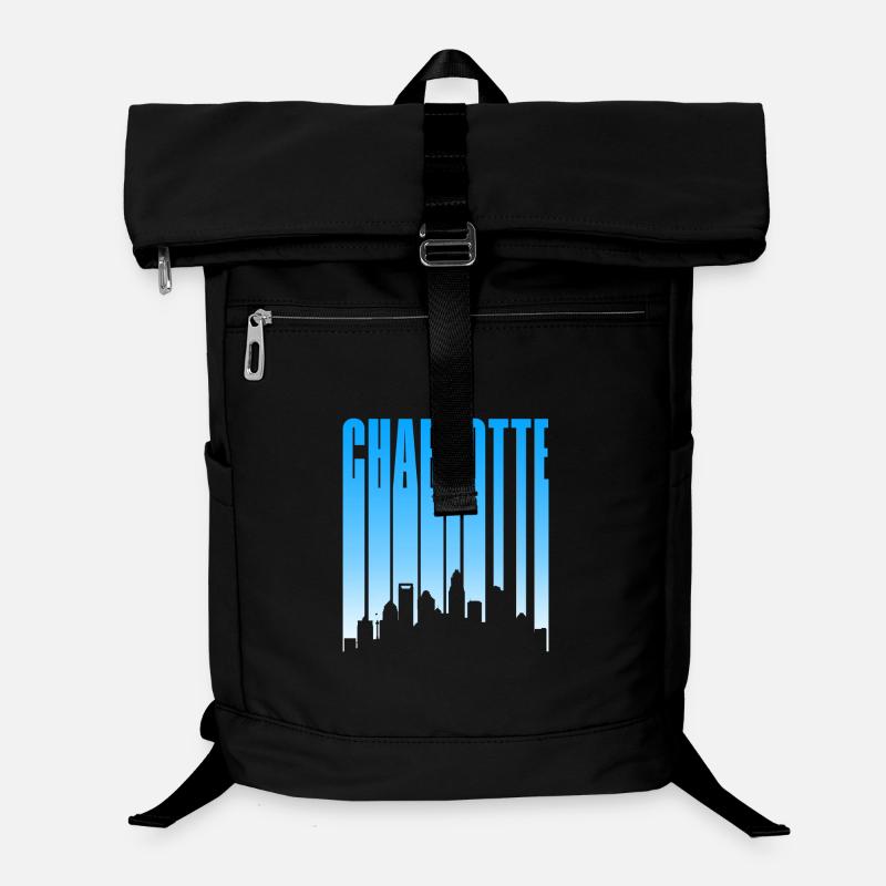 Charlotte Skyline Typo Blau Gradient Laptop-Rucksack 