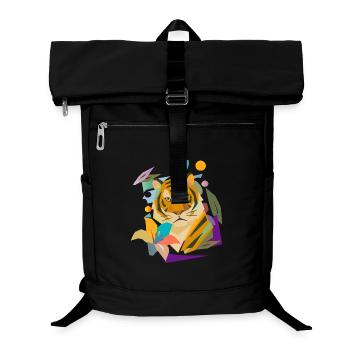 Tiger with Blossom – Powerful Nature Motif - Laptop Backpack - black - Front