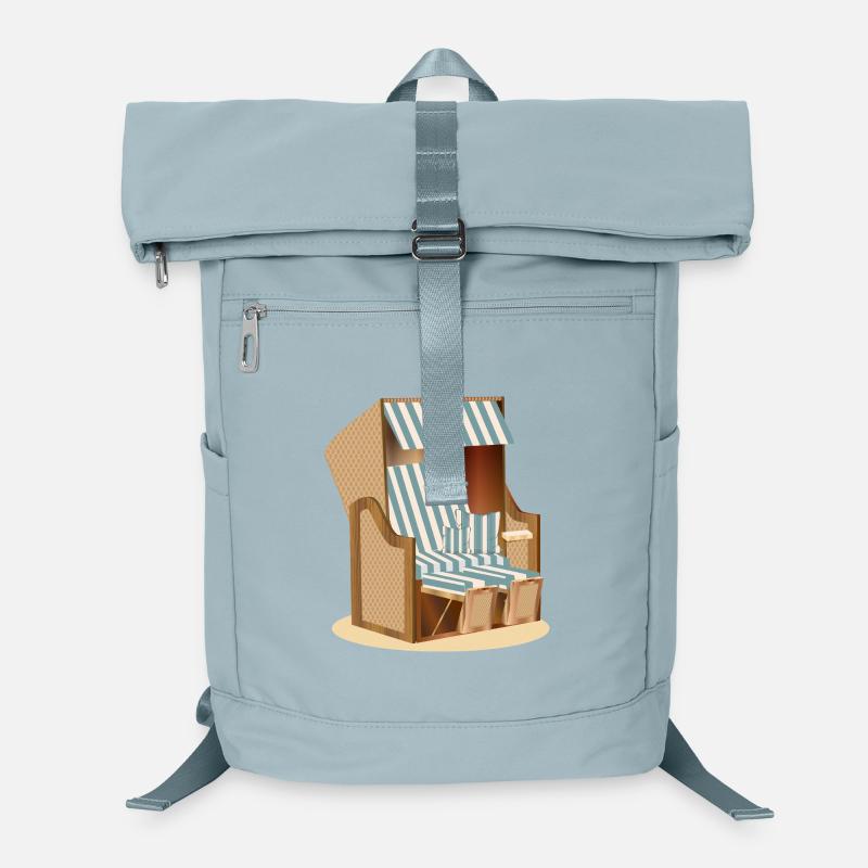 Illustration de chaise de plage nostalgie bleue et blanche Sac à dos ordinateur