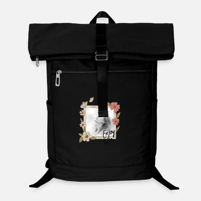 Floral Frame Portrait Enjoy Life Laptop-Rucksack 