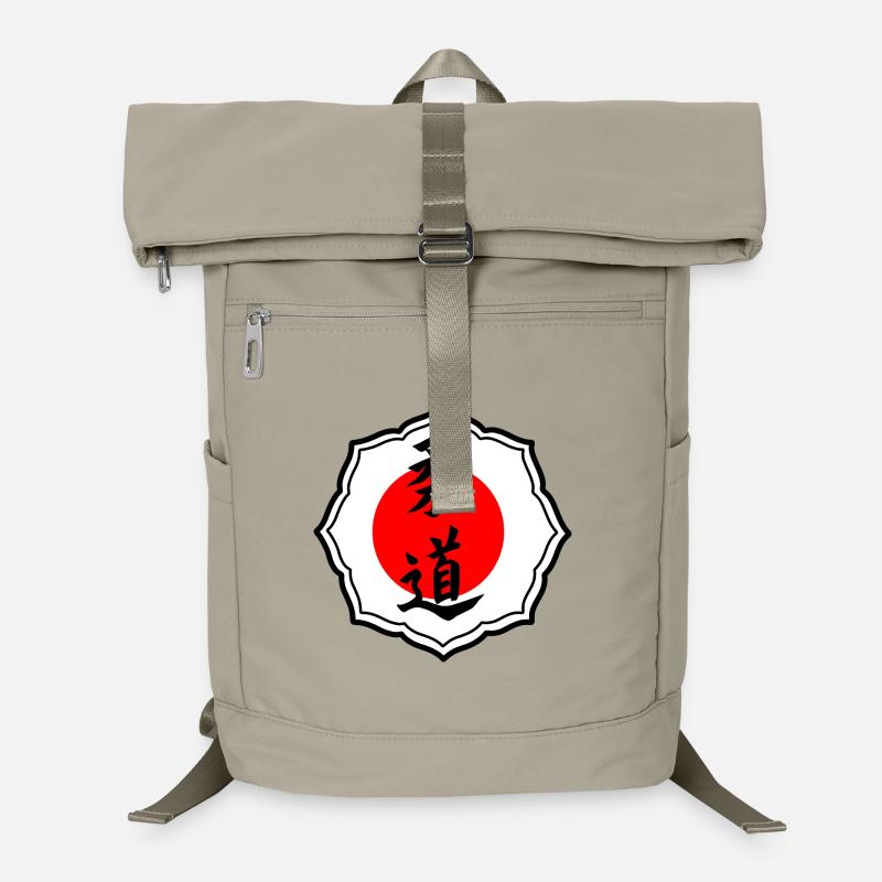 Judo-Kanji schwarz mit rotem japanischem Logo Laptop-Rucksack 