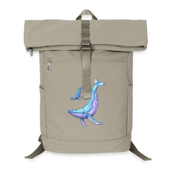 Buckelwal mit Kalb - Laptop-Rucksack  - Sandbeige - Vorne