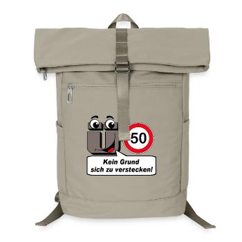 50. Geburtstag , Ü50 Kein Grund sich zu verstecken - Laptop-Rucksack  - Sandbeige - Vorne