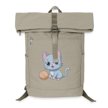 Playful Blue Kitten with Ball of Yarn - Laptop Backpack - sand beige - Front