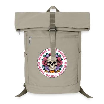 skull sticker bloom with bones flowers - Laptop Backpack - sand beige - Front