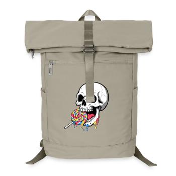 Skull Biting Colorful Candy - Laptop Backpack - sand beige - Front