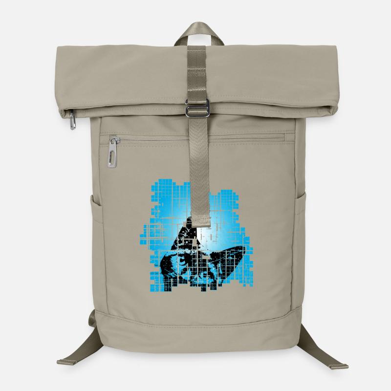 Cat in Pixel Grid Blue Laptop Backpack