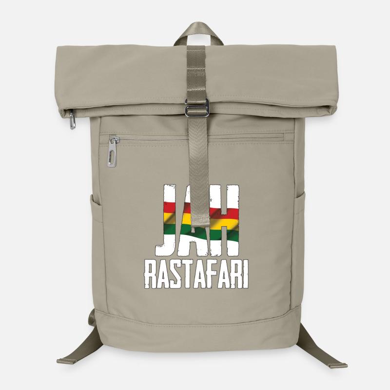 Jah Rastafari Schriftzug mit Flaggenfarben Laptop-Rucksack 