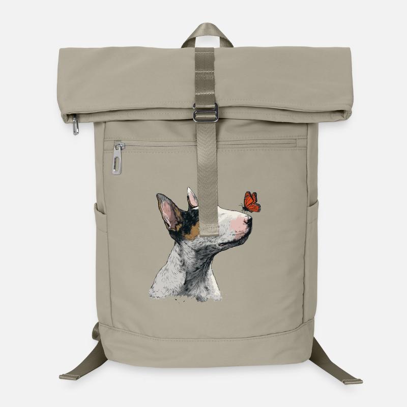 Curieux Bull Terrier avec papillon Sac à dos ordinateur