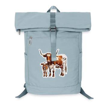 Texas Longhorn with Calf – Proud Western Family - Laptop Backpack - ice blue - Front