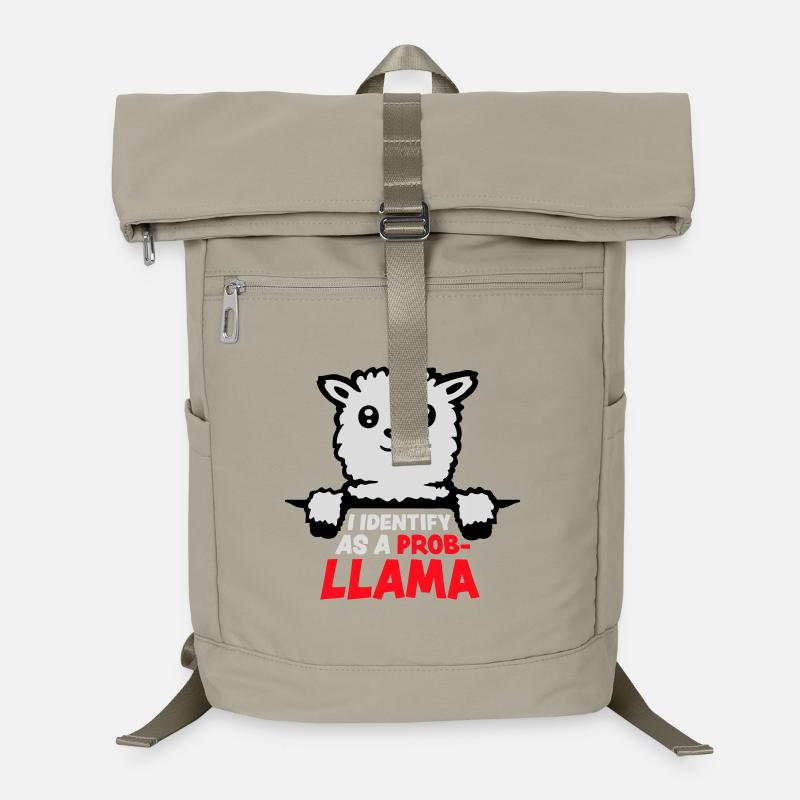 I Identify As A Probllama Cool Lama Problem Spruch - Laptop Backpack - sand beige