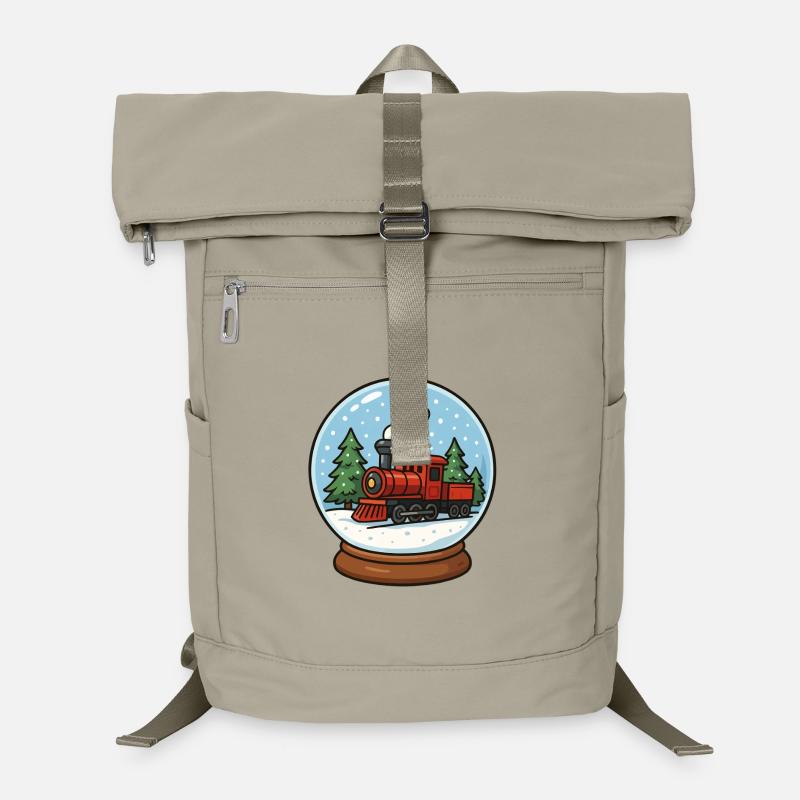 Snow globe in the snow with a locomotive Laptop Backpack