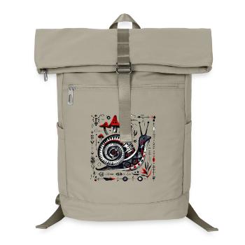 Folk Art Schnecke mit Pilzen – Retro Design  - Laptop-Rucksack  - Sandbeige - Vorne