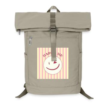 Sourire sur motif rayé - Sac à dos ordinateur - beige sable - Devant