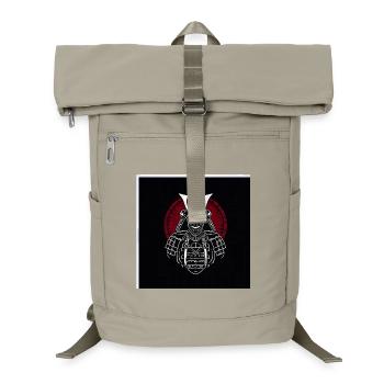Samurai helmet with red crest - Laptop Backpack - sand beige - Front