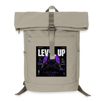 LEVEL UP – Cyberpunk Gaming Streetwear Design - Laptop-Rucksack  - Sandbeige - Vorne