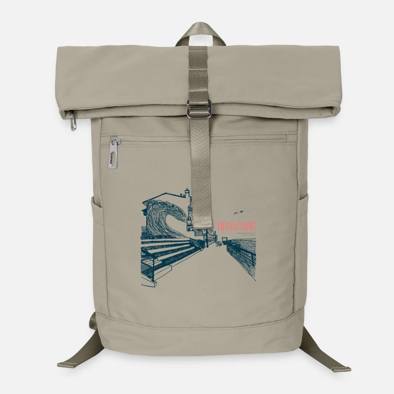 Hossegor Atlantic Coast – Hand-Drawn Wave Laptop Backpack