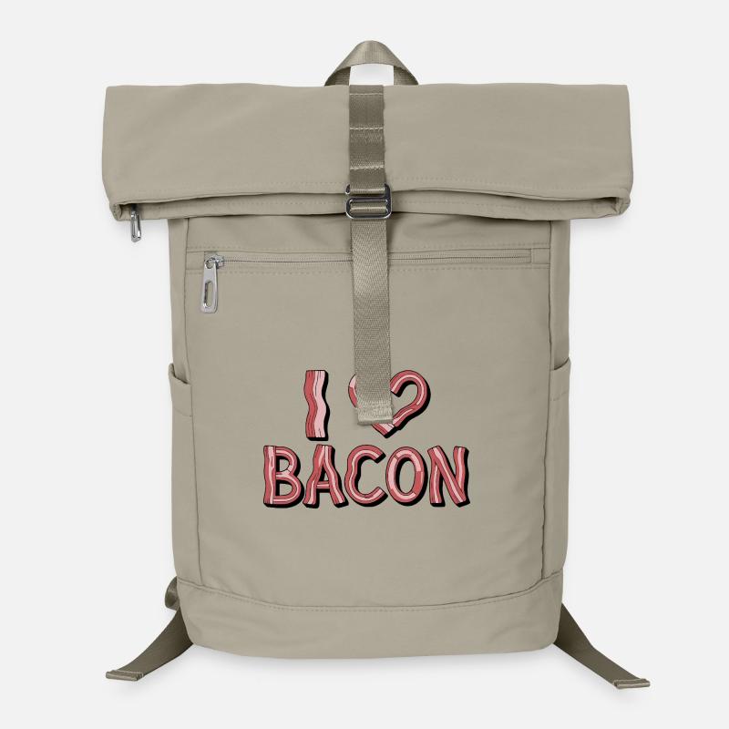 Illustration de bacon en cœur - J’ADORE LE BACON Sac à dos ordinateur