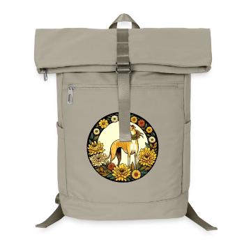 Eleganter Windhund mit Blumenrahmen - Laptop-Rucksack  - Sandbeige - Vorne