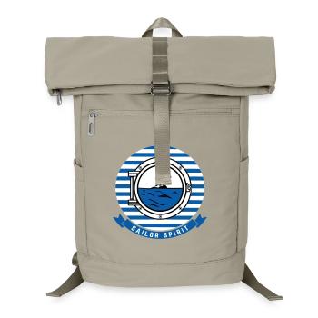 Meeresleuchtturm-Illustration im nautischen Stil - Laptop-Rucksack  - Sandbeige - Vorne