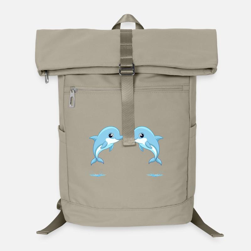 Two baby blue twin dolphins jumping Laptop Backpack