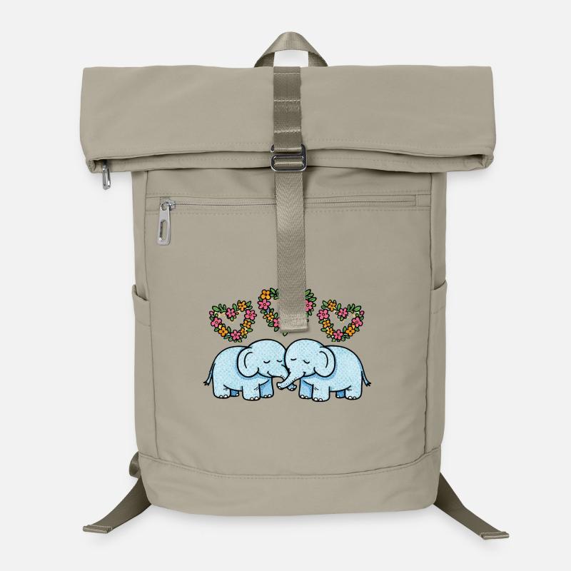 Duo Éléphant Cœurs Floraux Sac à dos ordinateur