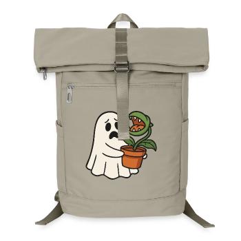 Fantôme mignon avec une plante carnivore - Sac à dos ordinateur - beige sable - Devant