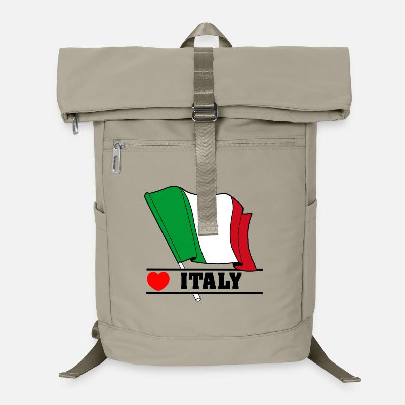 Drapeau italien avec cœur Sac à dos ordinateur