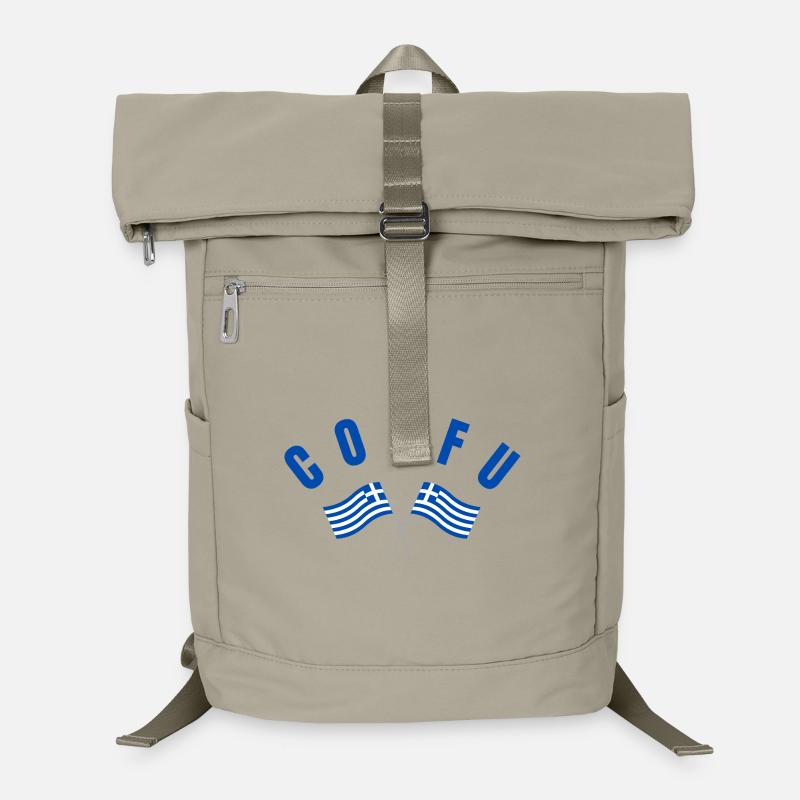 Corfou avec drapeaux grecs croisés Sac à dos ordinateur