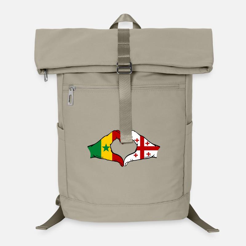 Senegal Georgia Flag Hands Heart Shape Laptop Backpack