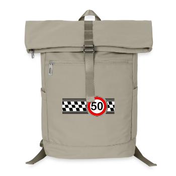 50er Race Karo Motiv Shirt - Laptop-Rucksack  - Sandbeige - Vorne