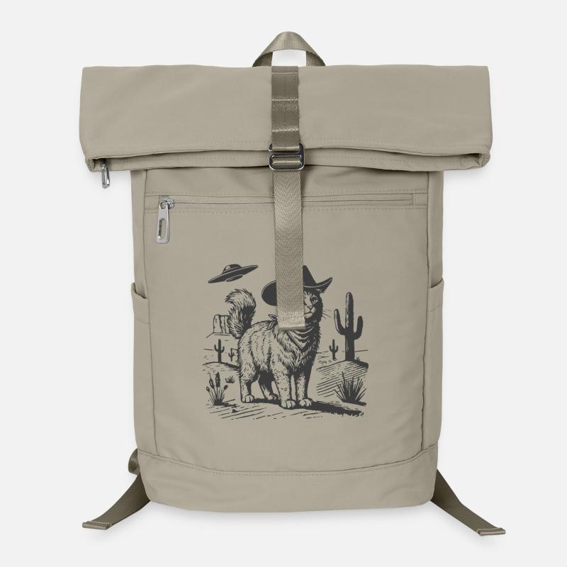 Chat cow-boy dans le désert de science-fiction Sac à dos ordinateur
