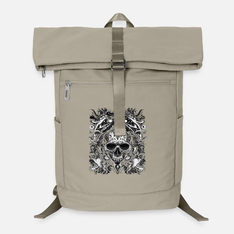 Dunkler Stammesschädel mit mystischen Elementen Laptop-Rucksack 