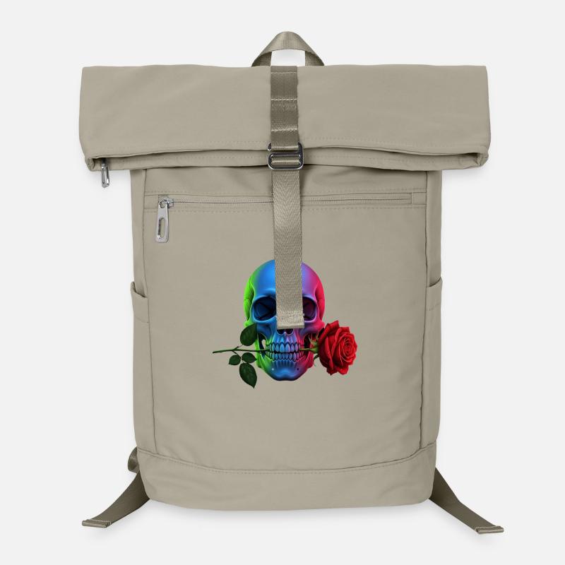 Neon Totenkopf mit Rose Gothic Design Laptop-Rucksack 