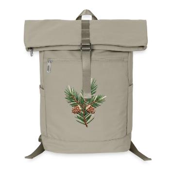 Bestickter Weihnachtszweig – dezent grün (gedruckt) - Laptop-Rucksack  - Sandbeige - Vorne