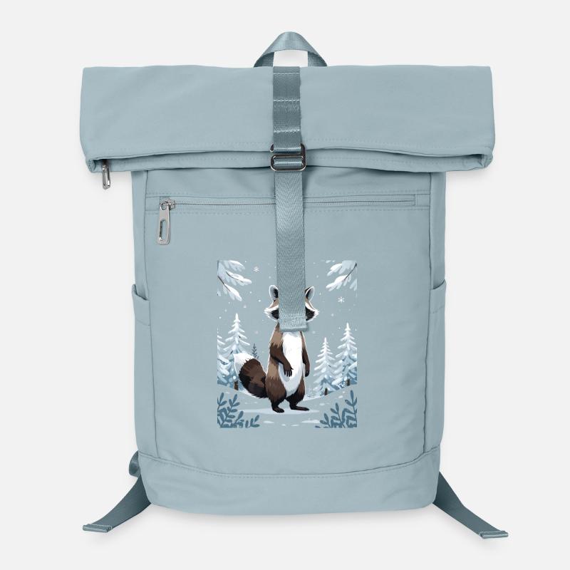 Winterlicher Waschbär im Wald Laptop-Rucksack 