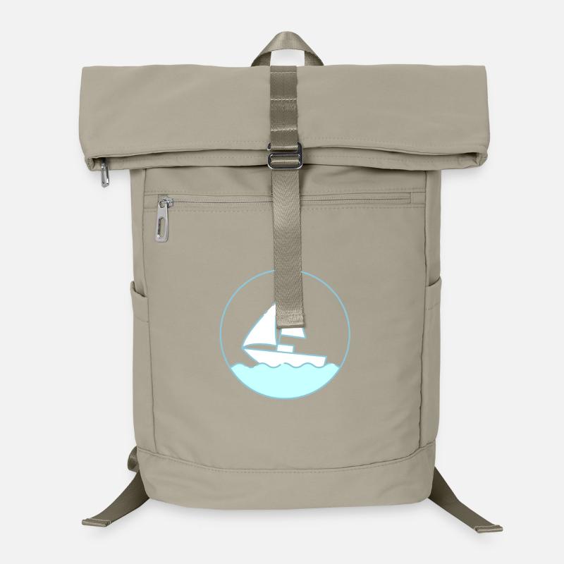 Nautic Design Segelboot Circle Emblem auf Wellen Laptop-Rucksack 
