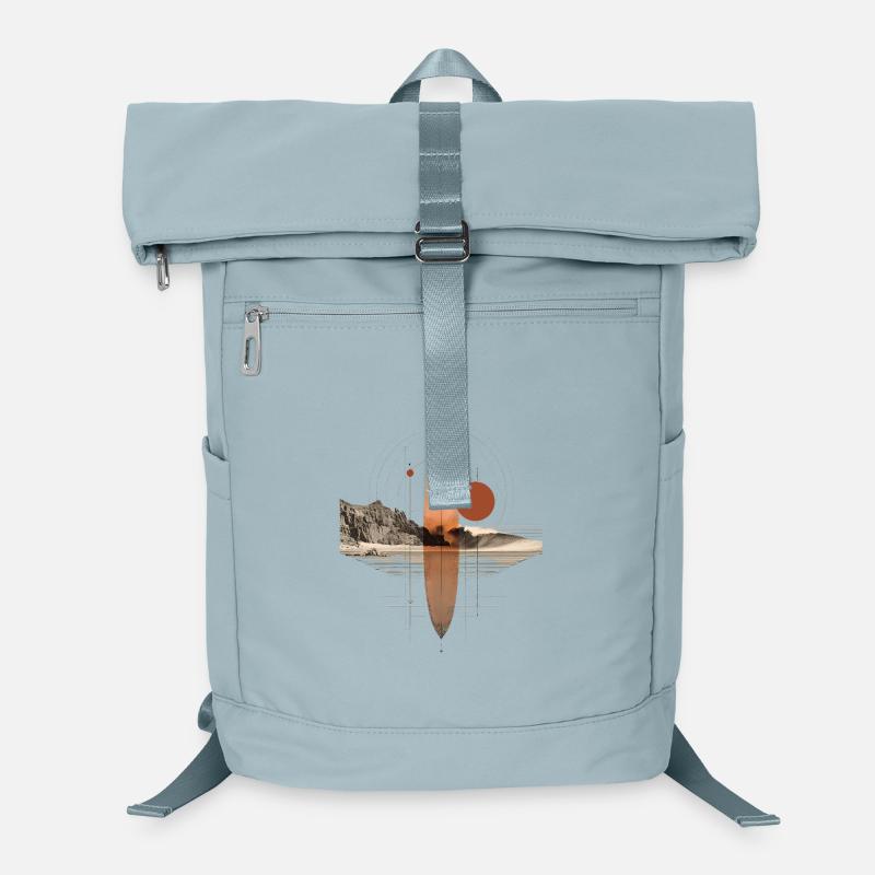 Copper Waves Orbit - Geometric Surfboard Laptop Backpack