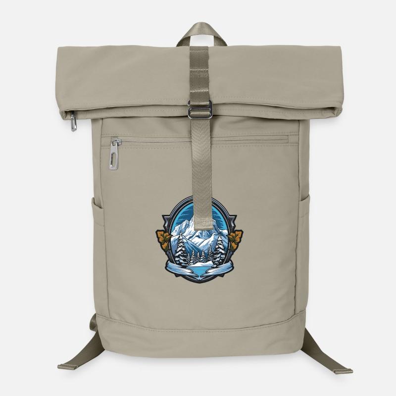 Mountains Winter Landscape Emblem Laptop Backpack
